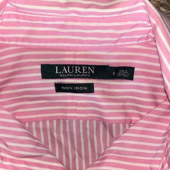Lauren Ralph Lauren Pink Striped Button Down Shirt HLF - Picture 2 of 7